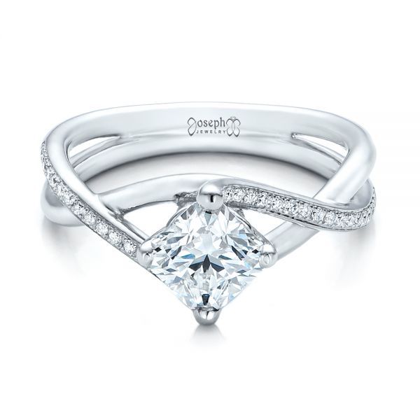 14k White Gold 14k White Gold Custom Split Shank Diamond Engagement Ring - Flat View -  101239