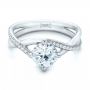 18k White Gold Custom Split Shank Diamond Engagement Ring - Flat View -  101751 - Thumbnail