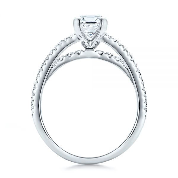  Platinum Custom Split Shank Diamond Engagement Ring - Front View -  100774