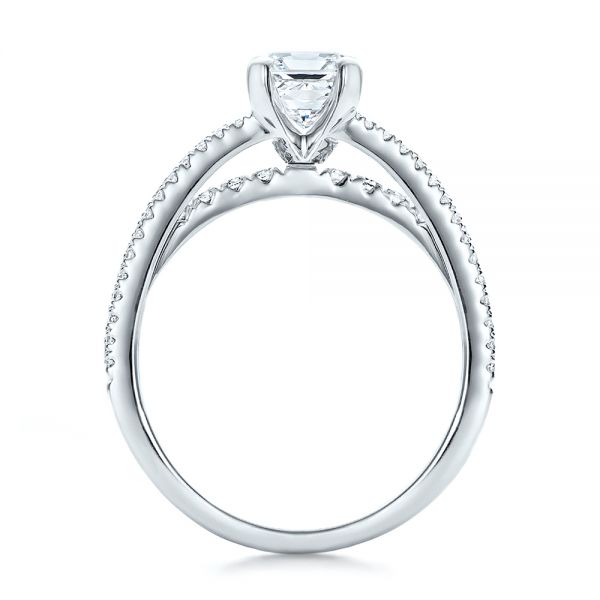 18k White Gold 18k White Gold Custom Split Shank Diamond Engagement Ring - Front View -  100774