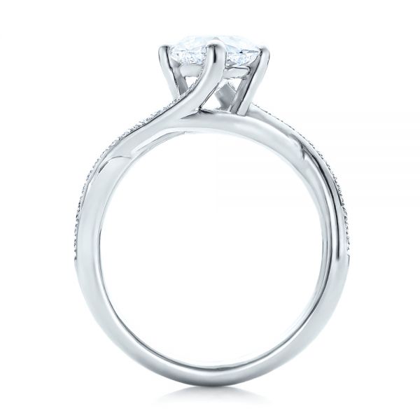 Platinum Custom Split Shank Diamond Engagement Ring - Front View -  101239