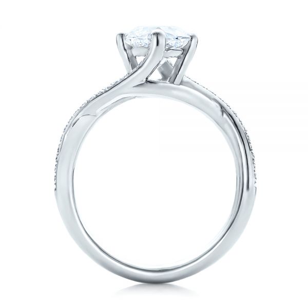 18k White Gold 18k White Gold Custom Split Shank Diamond Engagement Ring - Front View -  101239