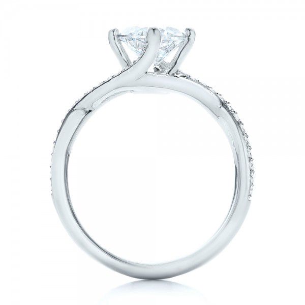 18k White Gold Custom Split Shank Diamond Engagement Ring - Front View -  101751