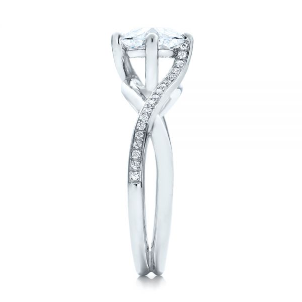 18k White Gold 18k White Gold Custom Split Shank Diamond Engagement Ring - Side View -  101239