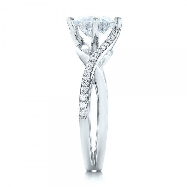 14k White Gold 14k White Gold Custom Split Shank Diamond Engagement Ring - Side View -  101751