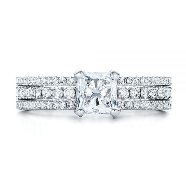  Platinum Custom Split Shank Diamond Engagement Ring - Top View -  100774