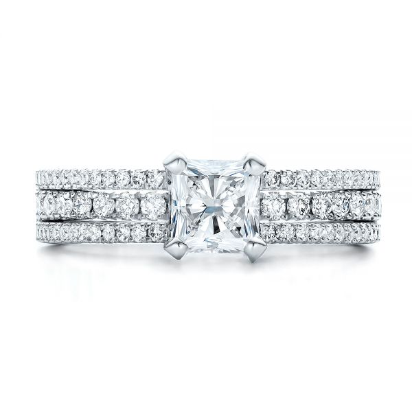 Platinum Custom Split Shank Diamond Engagement Ring - Top View - 100774