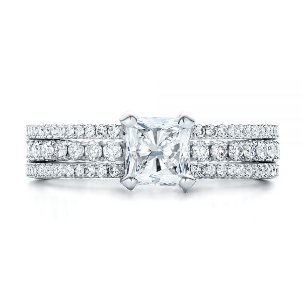 18k White Gold 18k White Gold Custom Split Shank Diamond Engagement Ring - Top View -  100774