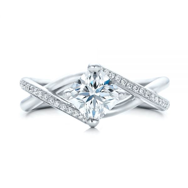  Platinum Custom Split Shank Diamond Engagement Ring - Top View -  101239