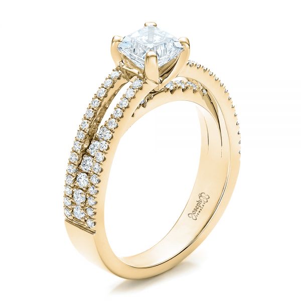18k Yellow Gold 18k Yellow Gold Custom Split Shank Diamond Engagement Ring - Three-Quarter View - 100774