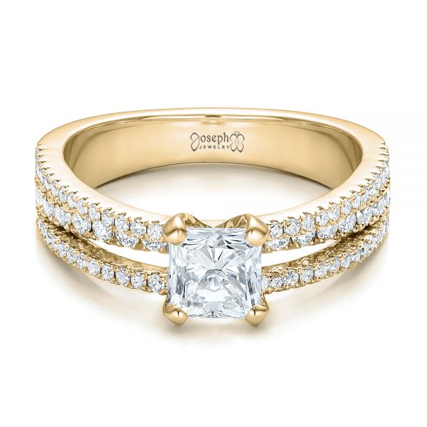 14k Yellow Gold 14k Yellow Gold Custom Split Shank Diamond Engagement Ring - Flat View -  100774