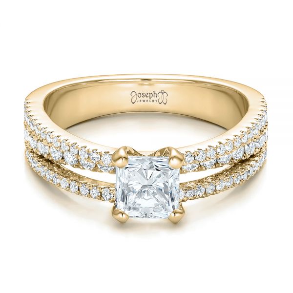 18k Yellow Gold 18k Yellow Gold Custom Split Shank Diamond Engagement Ring - Flat View - 100774