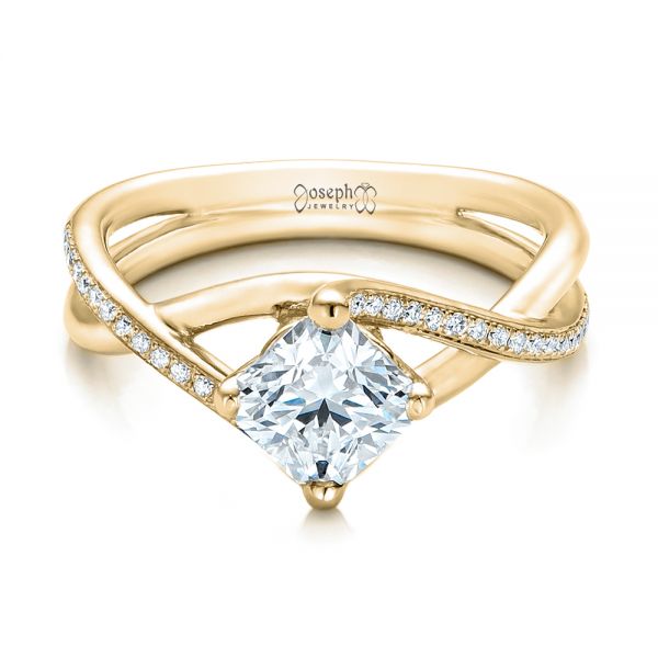 18k Yellow Gold 18k Yellow Gold Custom Split Shank Diamond Engagement Ring - Flat View - 101239