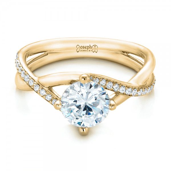 14k Yellow Gold 14k Yellow Gold Custom Split Shank Diamond Engagement Ring - Flat View - 101751