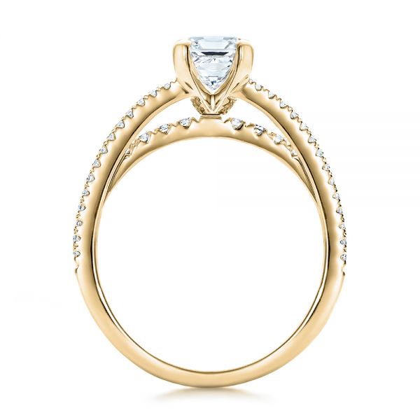18k Yellow Gold 18k Yellow Gold Custom Split Shank Diamond Engagement Ring - Front View - 100774