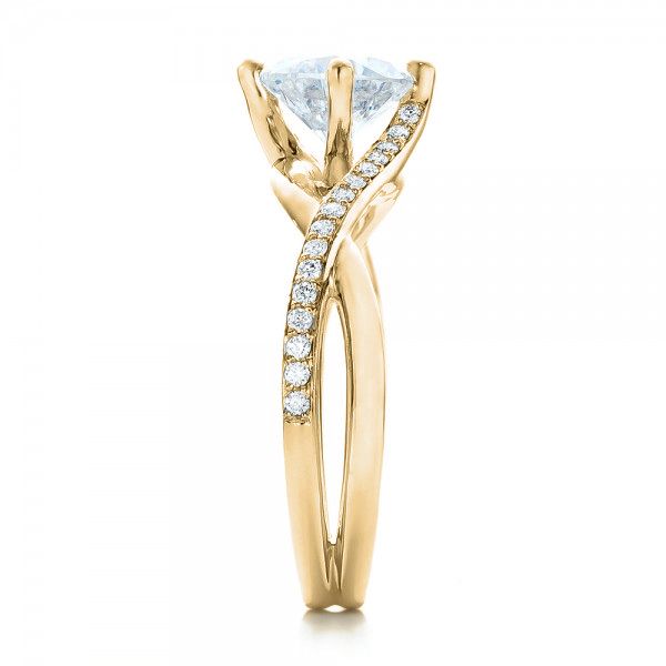 14k Yellow Gold 14k Yellow Gold Custom Split Shank Diamond Engagement Ring - Side View - 101751