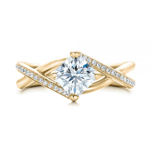 14k Yellow Gold 14k Yellow Gold Custom Split Shank Diamond Engagement Ring - Top View -  101239
