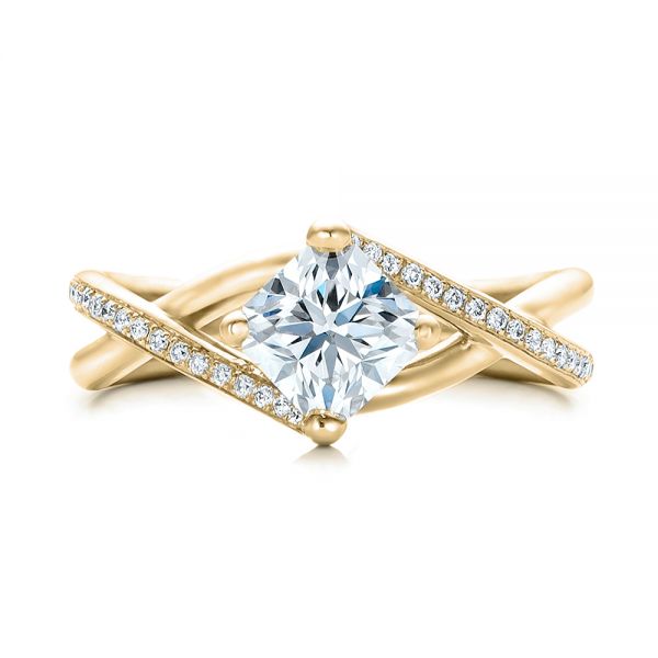 18k Yellow Gold 18k Yellow Gold Custom Split Shank Diamond Engagement Ring - Top View - 101239