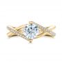 18k Yellow Gold 18k Yellow Gold Custom Split Shank Diamond Engagement Ring - Top View -  101239 - Thumbnail