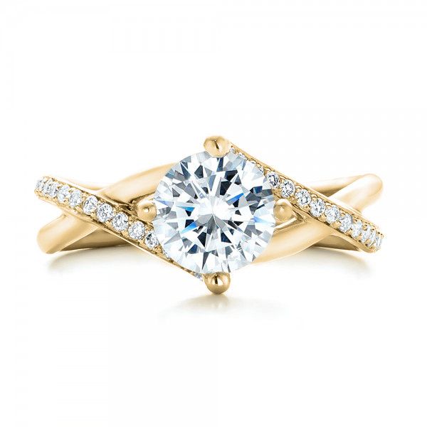 18k Yellow Gold 18k Yellow Gold Custom Split Shank Diamond Engagement Ring - Top View -  101751
