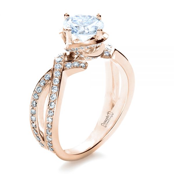 18k Rose Gold Custom Split Shank Diamond Engagment Ring #1293 - Seattle ...