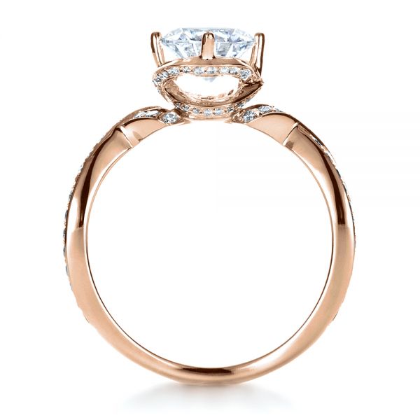 18k Rose Gold 18k Rose Gold Custom Split Shank Diamond Engagment Ring - Front View -  1293