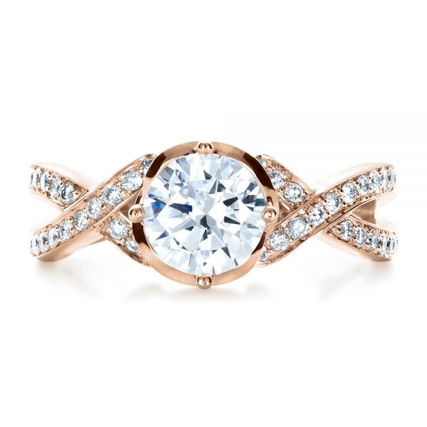 18k Rose Gold Custom Split Shank Diamond Engagment Ring #1293 - Seattle ...