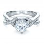 18k White Gold Custom Split Shank Diamond Engagment Ring - Flat View -  1293 - Thumbnail