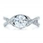 18k White Gold Custom Split Shank Diamond Engagment Ring - Top View -  1293 - Thumbnail