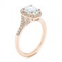 14k Rose Gold 14k Rose Gold Custom Split Shank Diamond Halo Engagement Ring - Three-Quarter View -  105862 - Thumbnail