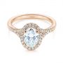 18k Rose Gold 18k Rose Gold Custom Split Shank Diamond Halo Engagement Ring - Flat View -  105862 - Thumbnail