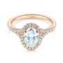 18k Rose Gold 18k Rose Gold Custom Split Shank Diamond Halo Engagement Ring - Flat View -  105862 - Thumbnail