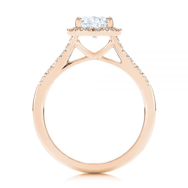 14k Rose Gold 14k Rose Gold Custom Split Shank Diamond Halo Engagement Ring - Front View -  105862