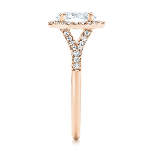 14k Rose Gold 14k Rose Gold Custom Split Shank Diamond Halo Engagement Ring - Side View -  105862