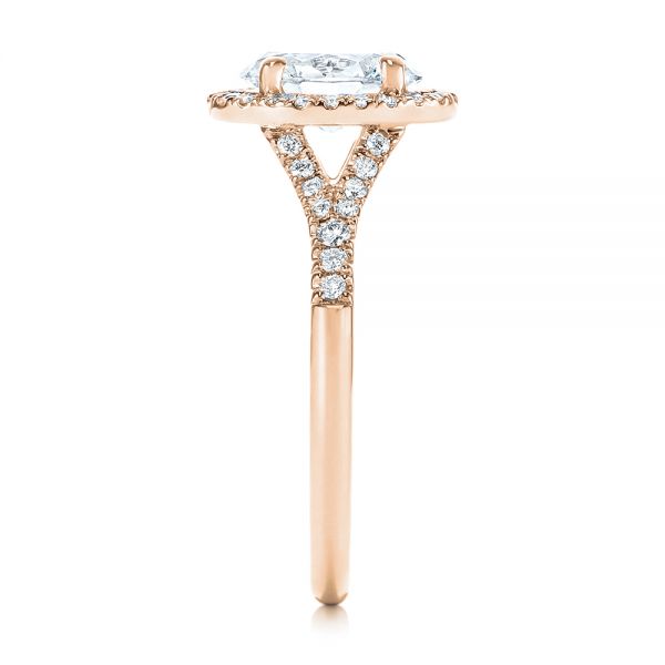 14k Rose Gold 14k Rose Gold Custom Split Shank Diamond Halo Engagement Ring - Side View - 105862