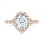 18k Rose Gold 18k Rose Gold Custom Split Shank Diamond Halo Engagement Ring - Top View -  105862 - Thumbnail