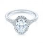 14k White Gold Custom Split Shank Diamond Halo Engagement Ring - Flat View -  105862 - Thumbnail