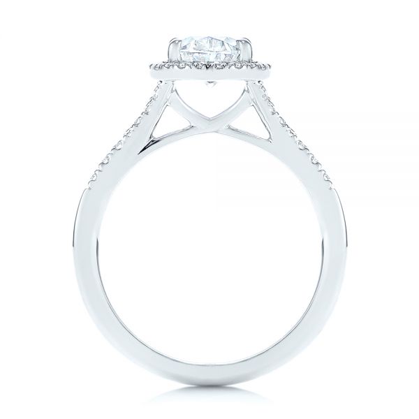  Platinum Platinum Custom Split Shank Diamond Halo Engagement Ring - Front View -  105862