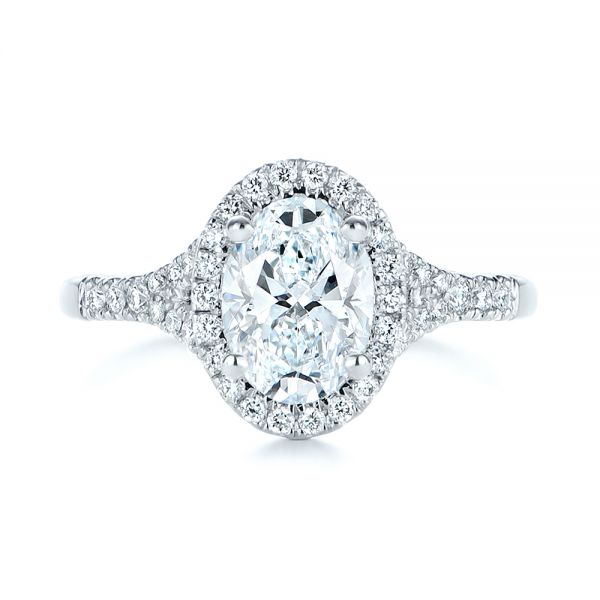  Platinum Platinum Custom Split Shank Diamond Halo Engagement Ring - Top View -  105862