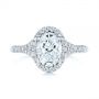 14k White Gold Custom Split Shank Diamond Halo Engagement Ring - Top View -  105862 - Thumbnail