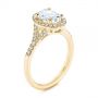 14k Yellow Gold 14k Yellow Gold Custom Split Shank Diamond Halo Engagement Ring - Three-Quarter View -  105862 - Thumbnail