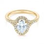 18k Yellow Gold 18k Yellow Gold Custom Split Shank Diamond Halo Engagement Ring - Flat View -  105862 - Thumbnail