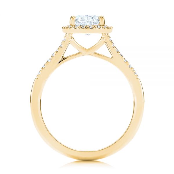 14k Yellow Gold 14k Yellow Gold Custom Split Shank Diamond Halo Engagement Ring - Front View -  105862
