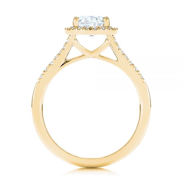 14k Yellow Gold 14k Yellow Gold Custom Split Shank Diamond Halo Engagement Ring - Front View -  105862
