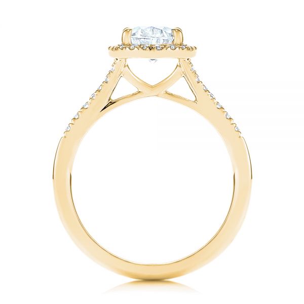 18k Yellow Gold 18k Yellow Gold Custom Split Shank Diamond Halo Engagement Ring - Front View -  105862