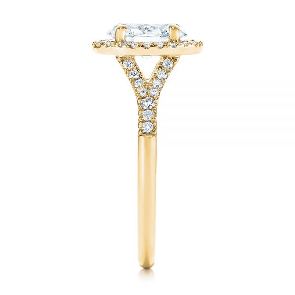 14k Yellow Gold 14k Yellow Gold Custom Split Shank Diamond Halo Engagement Ring - Side View -  105862