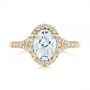 18k Yellow Gold 18k Yellow Gold Custom Split Shank Diamond Halo Engagement Ring - Top View -  105862 - Thumbnail