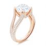 14k Rose Gold 14k Rose Gold Custom Split Shank Diamond Pave Engagement Ring - Three-Quarter View -  107242 - Thumbnail
