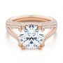 14k Rose Gold 14k Rose Gold Custom Split Shank Diamond Pave Engagement Ring - Flat View -  107242 - Thumbnail