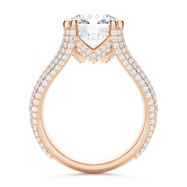 18k Rose Gold 18k Rose Gold Custom Split Shank Diamond Pave Engagement Ring - Front View -  107242